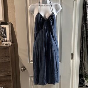 GAP Factory Navy Denim Halter Midi Dress